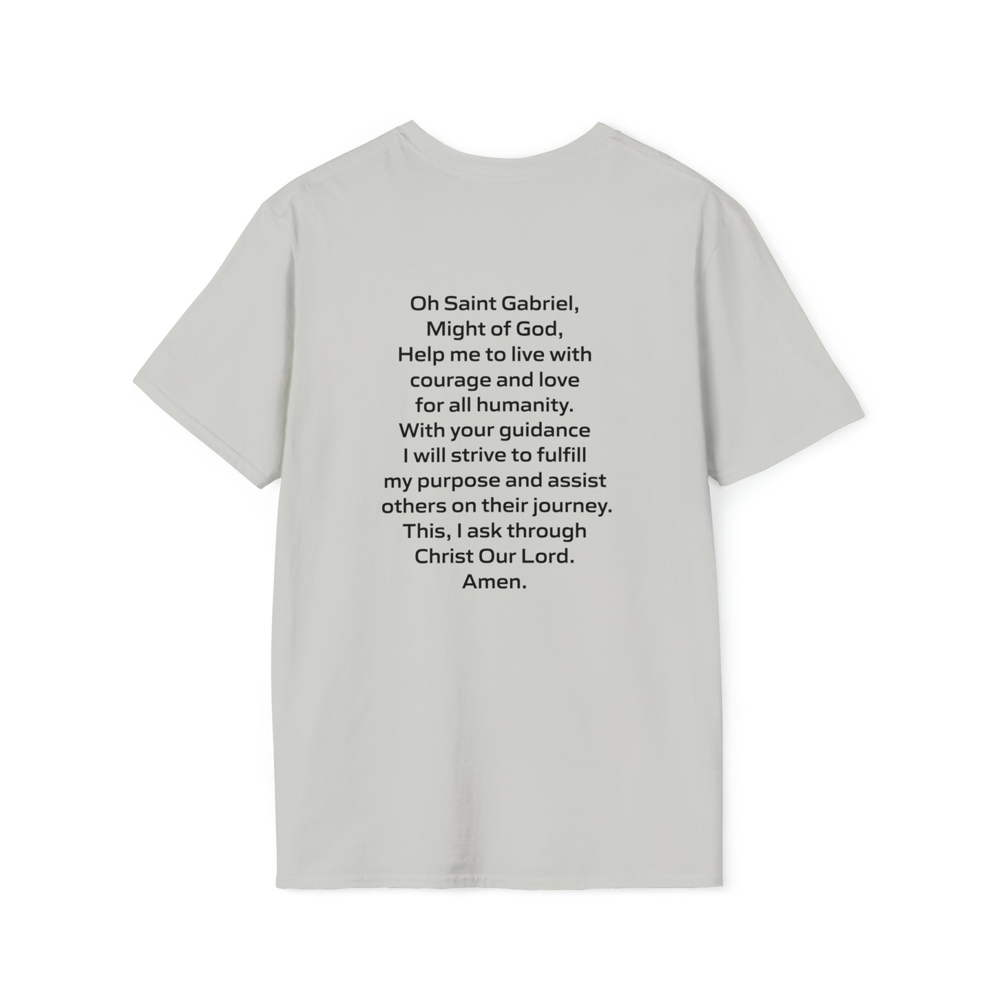 Saint Gabriel Art w/ prayer Unisex Softstyle T-Shirt