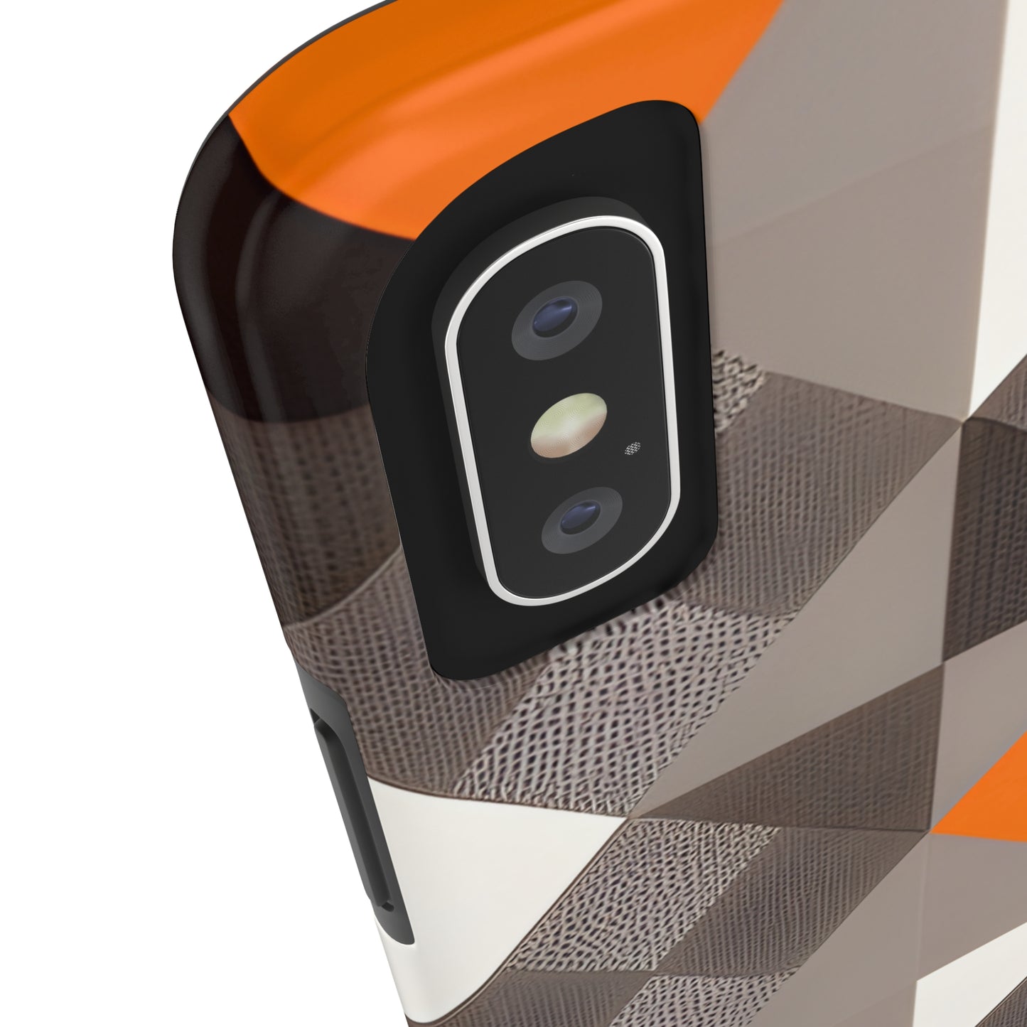 Orange and Black Geo Print Tough Phone Cases