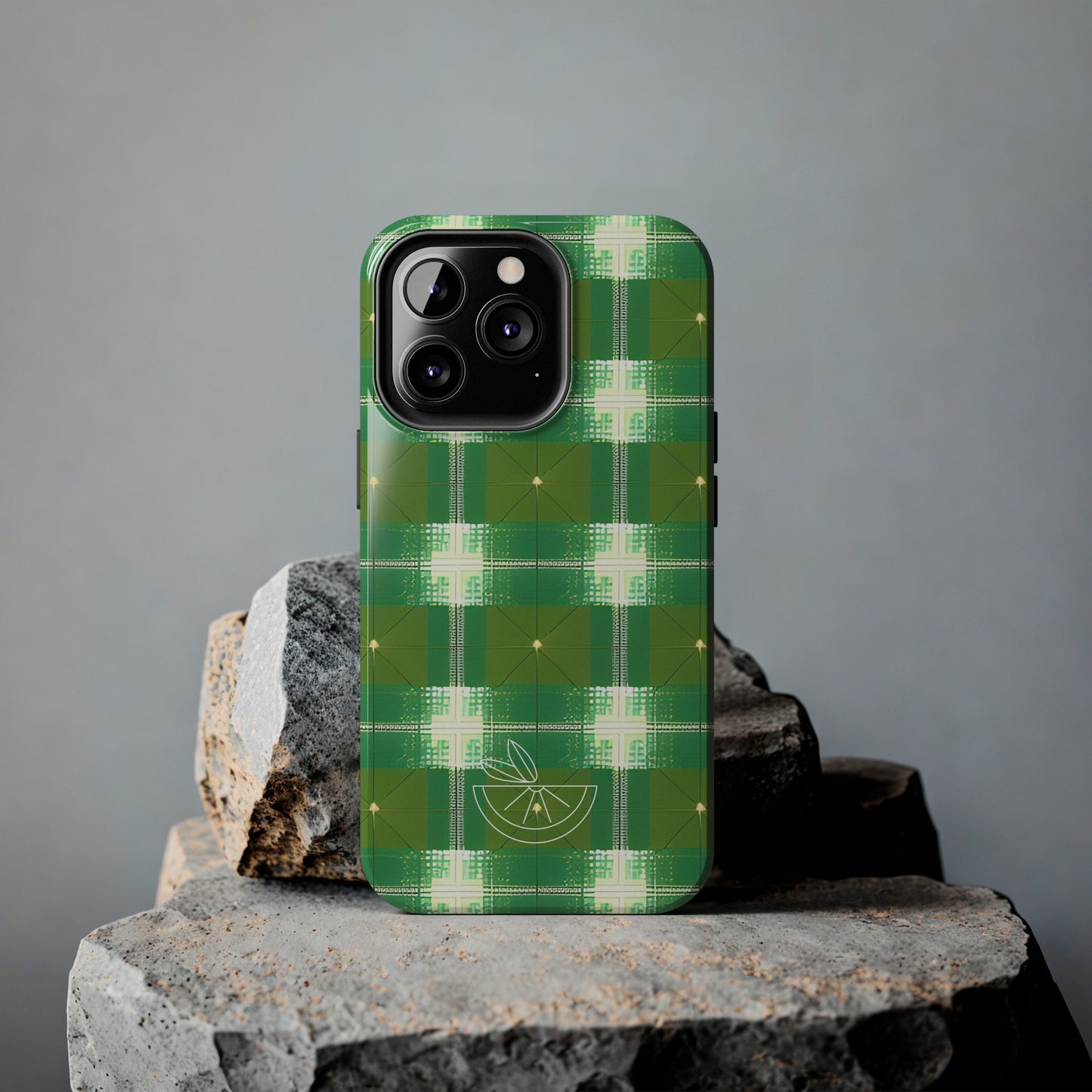 Green and White Print Tough Phone Cases