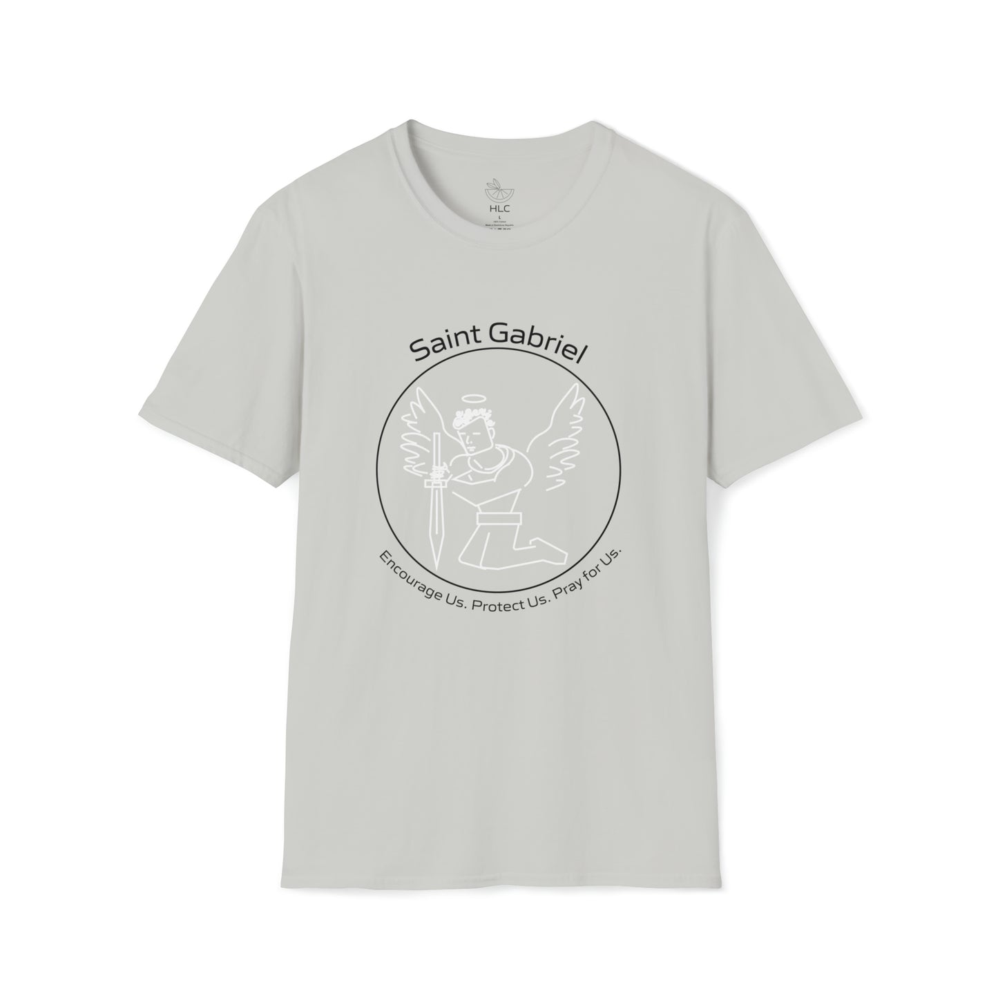 Saint Gabriel Art w/ prayer Unisex Softstyle T-Shirt