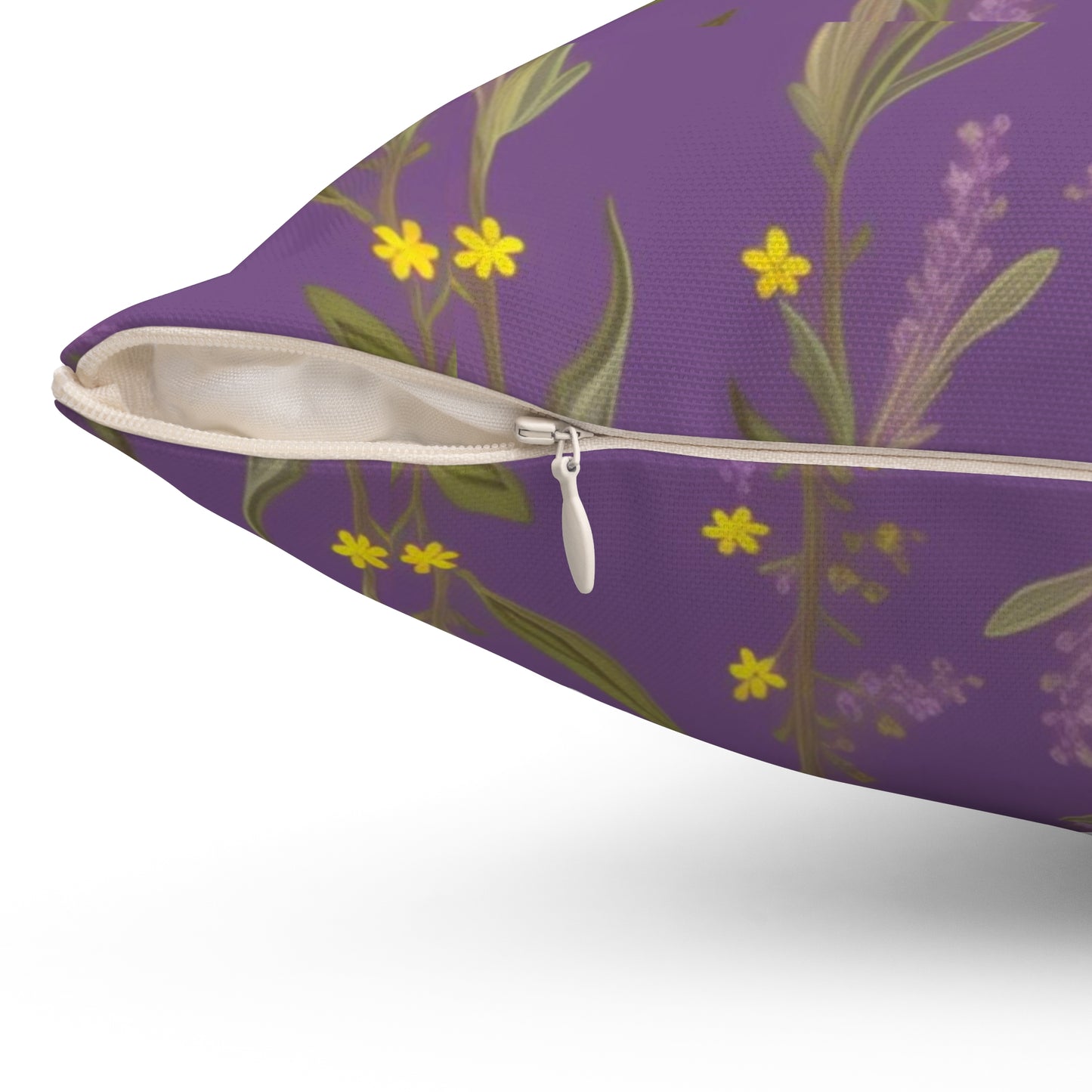 Peace, Love, PDub Purple Flowers Spun Polyester Square Pillow