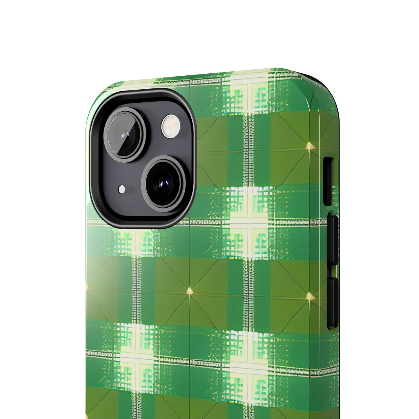 Green and White Print Tough Phone Cases