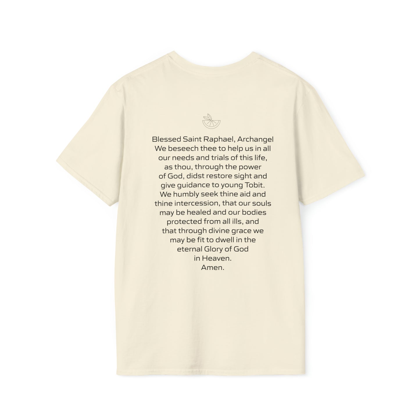 Archangel Saint Raphael  Artwork w/ prayer Unisex Softstyle T-Shirt