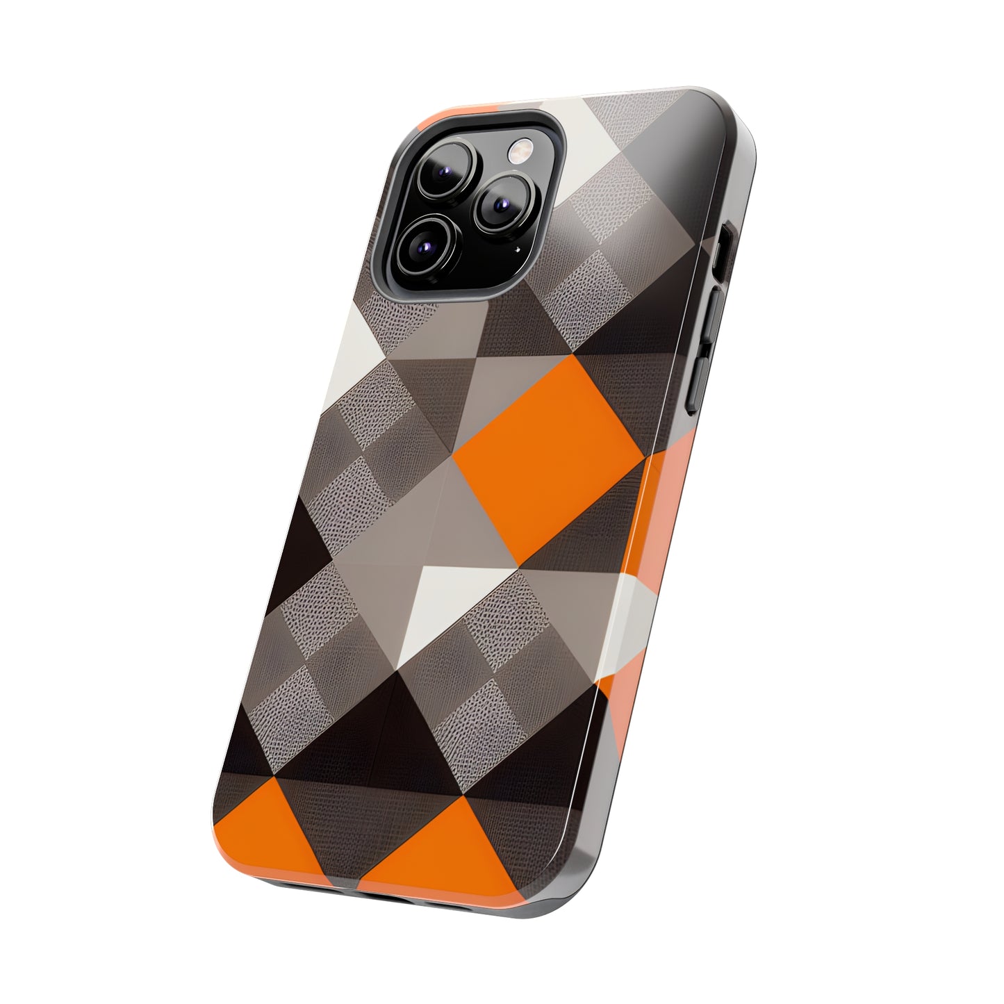 Orange and Black Geo Print Tough Phone Cases