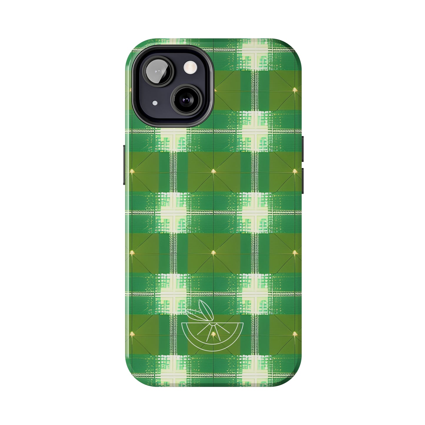 Green and White Print Tough Phone Cases