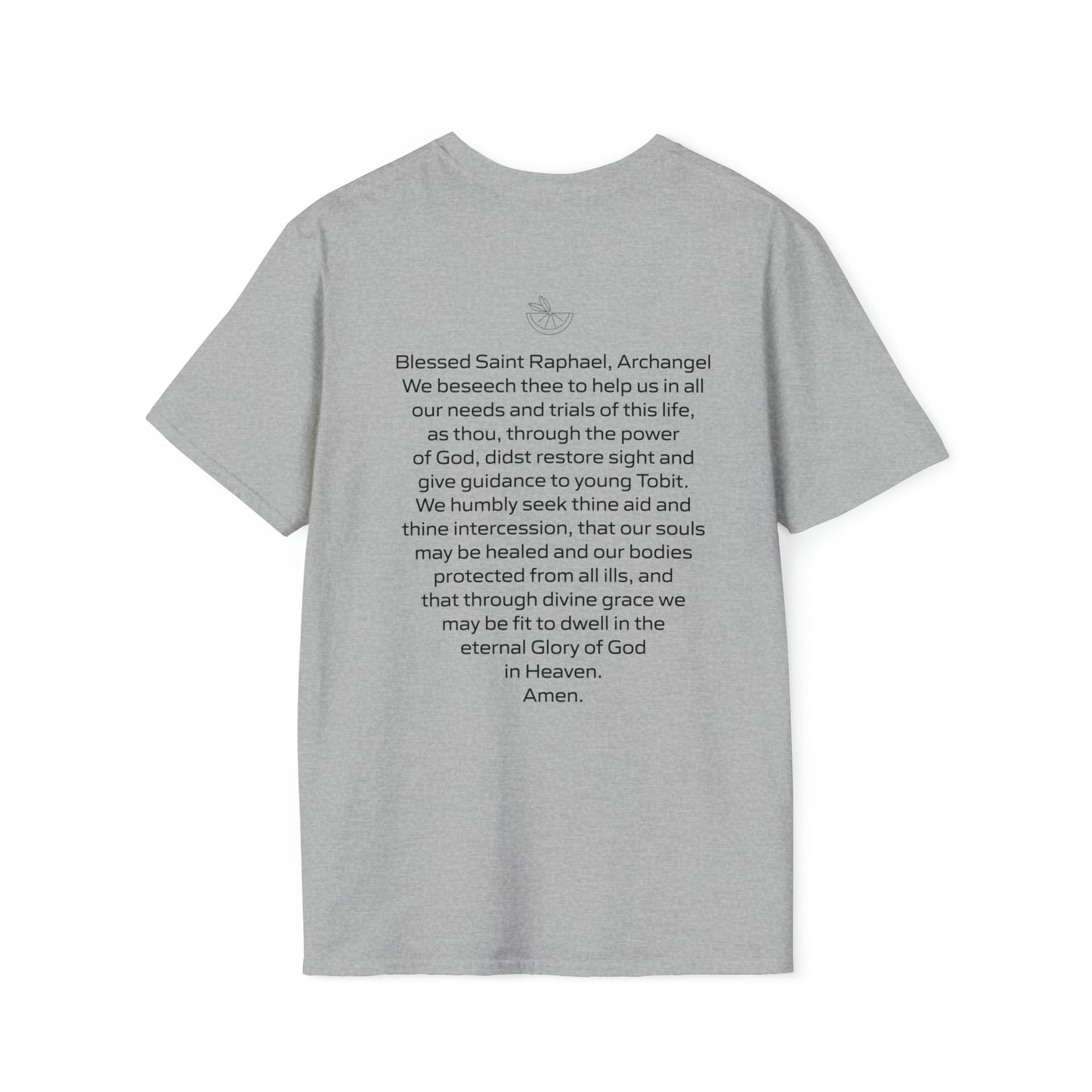 Archangel Saint Raphael  Artwork w/ prayer Unisex Softstyle T-Shirt