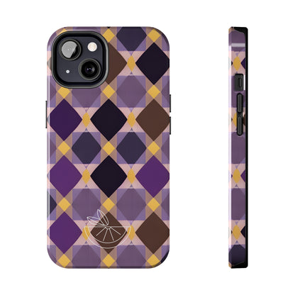 Purple Geo Plaid Tough Phone Cases