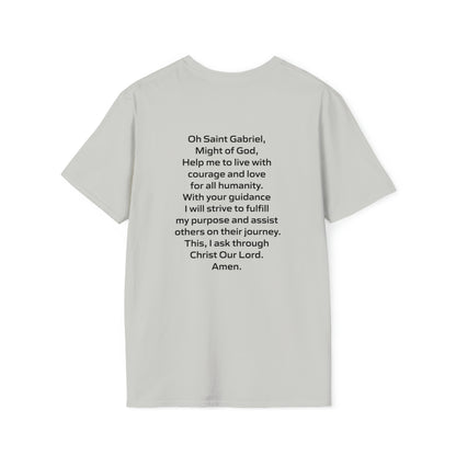 Saint Gabriel Art w/ prayer Unisex Softstyle T-Shirt