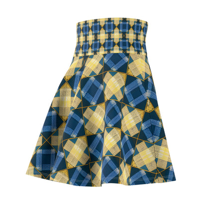 Blue and Gold Women's Skater Skirt (AOP)