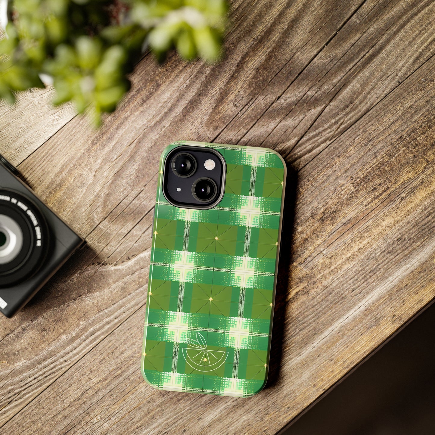 Green and White Print Tough Phone Cases