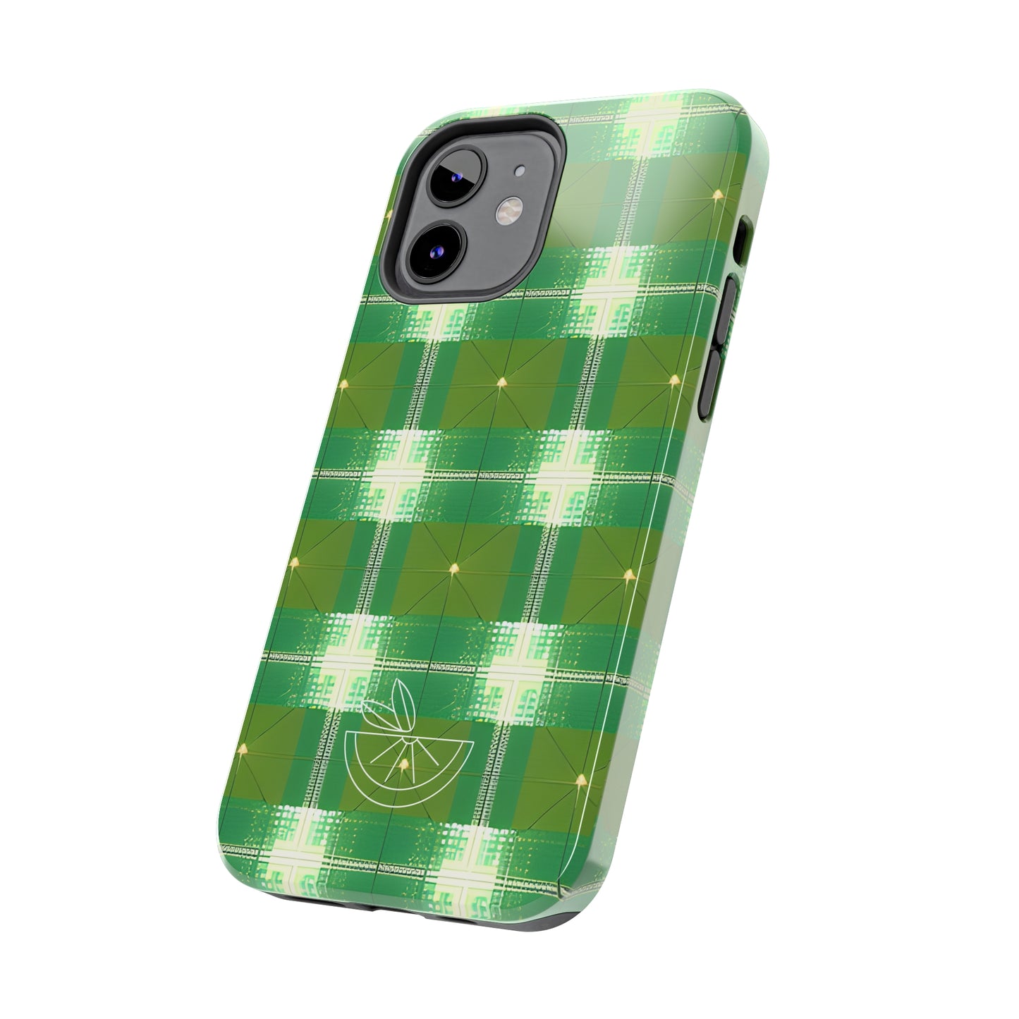 Green and White Print Tough Phone Cases