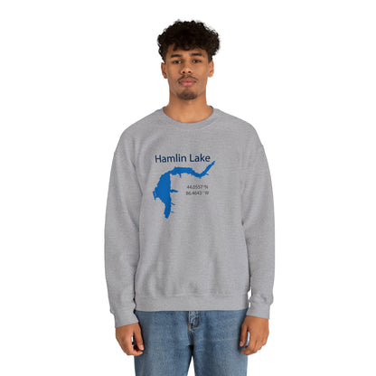 HLC Hamlin Lake Map Unisex Heavy Blend™ Crewneck Sweatshirt