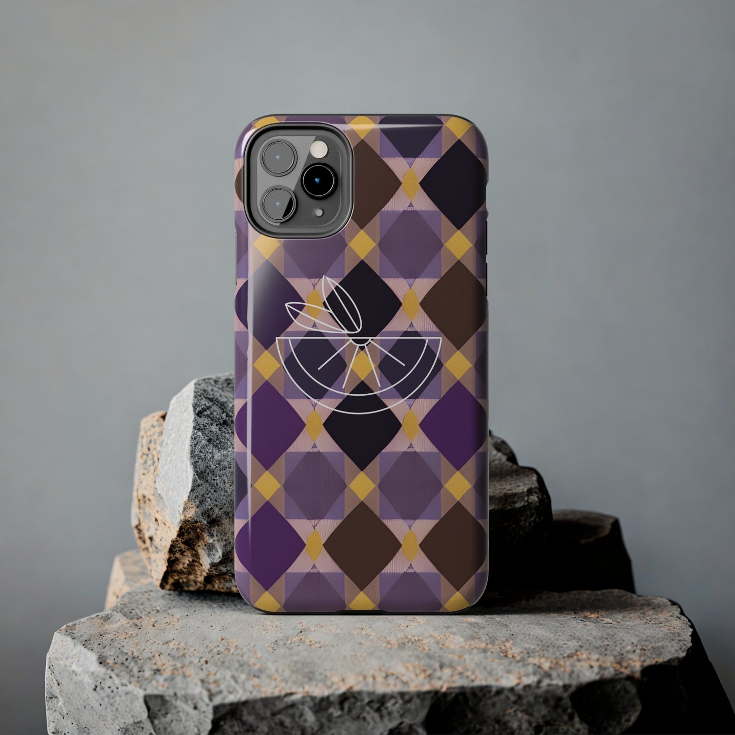 Purple Geo Plaid Tough Phone Cases