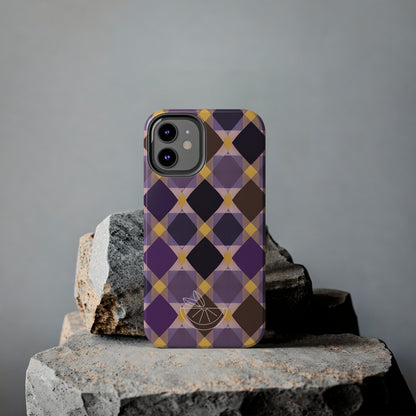 Purple Geo Plaid Tough Phone Cases