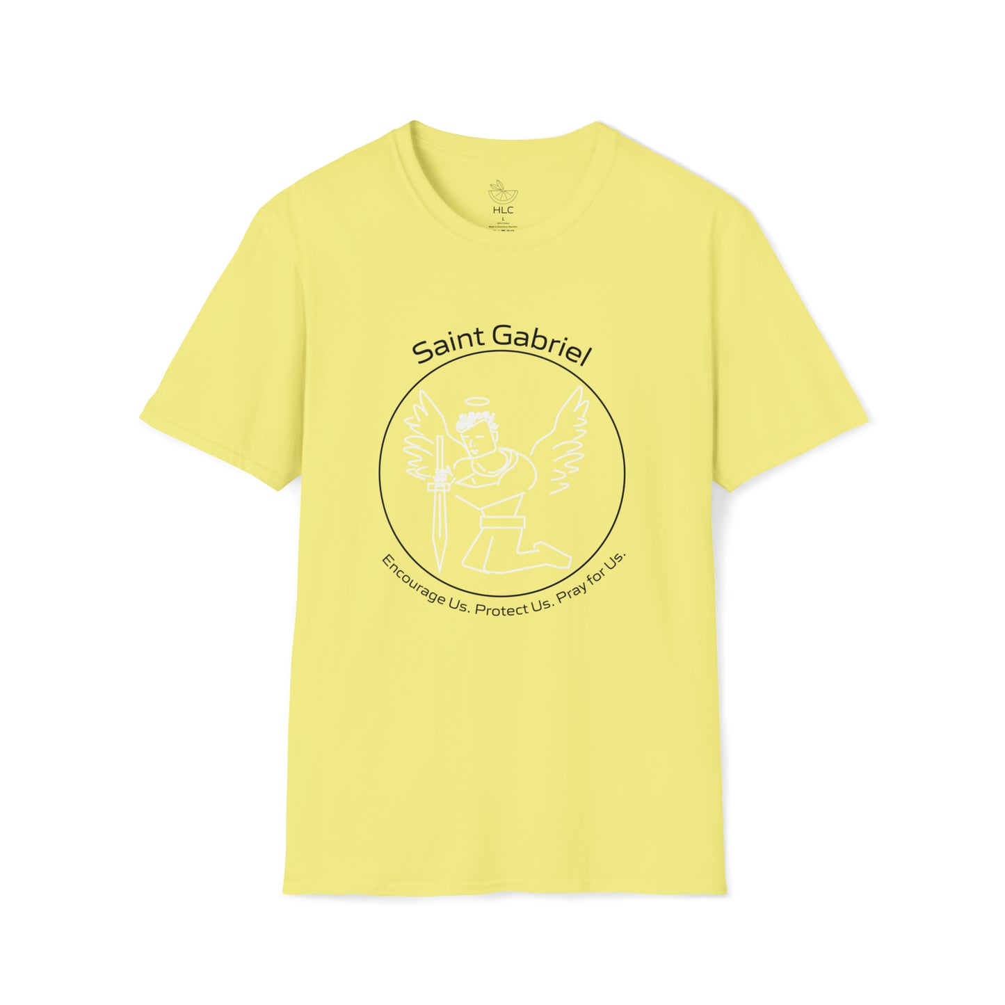 Saint Gabriel Art w/ prayer Unisex Softstyle T-Shirt