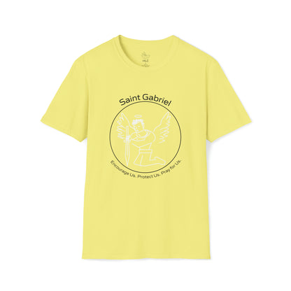 Saint Gabriel Art w/ prayer Unisex Softstyle T-Shirt