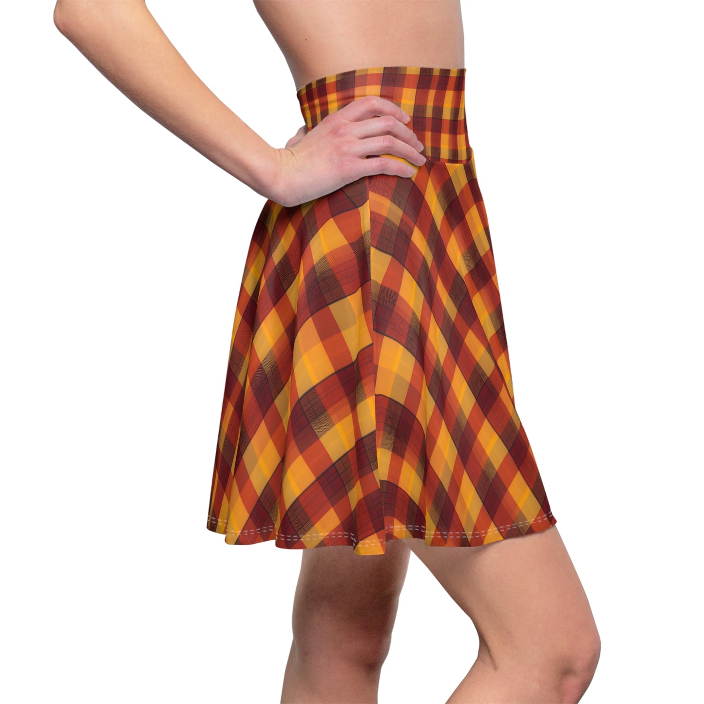 Vintage Fall Plaid Women's Skater Skirt (AOP)