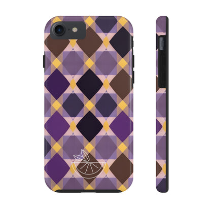 Purple Geo Plaid Tough Phone Cases