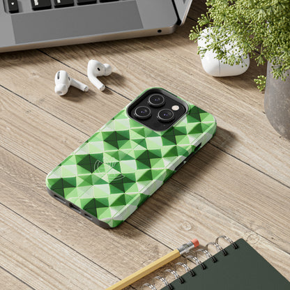 Go Green and White! Geo Print Tough Phone Cases