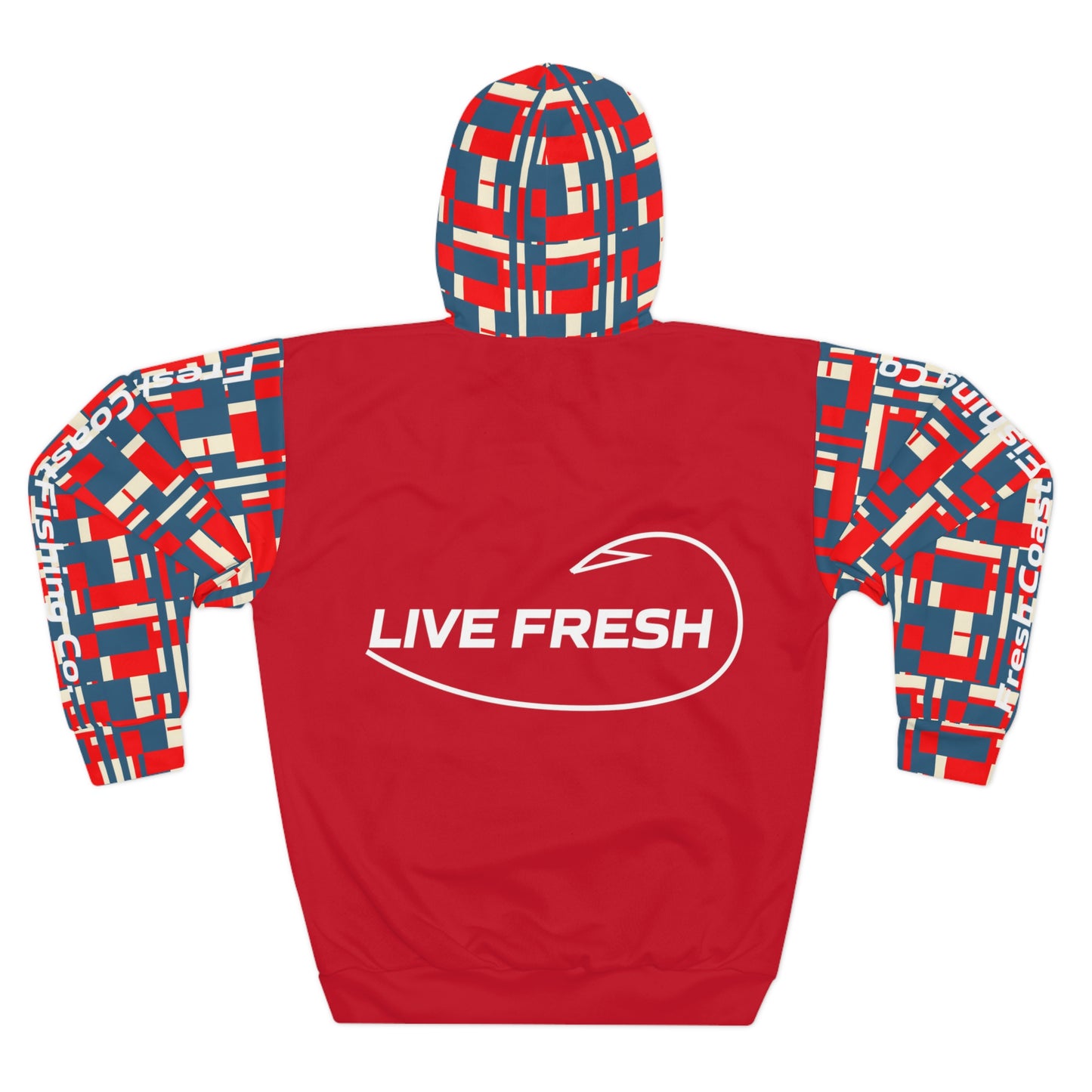 Fresh Coast Fishing Red White Blue Unisex Pullover Hoodie (AOP)