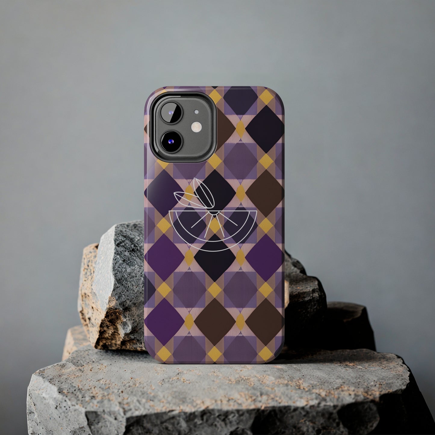 Purple Geo Plaid Tough Phone Cases