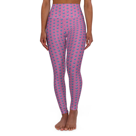 Hail Mary Fine Print Pink High Waisted Yoga Leggings (AOP)