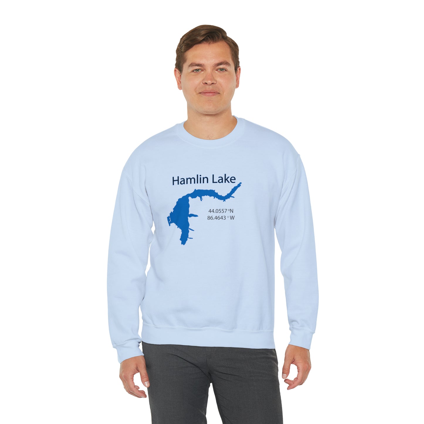 HLC Hamlin Lake Map Unisex Heavy Blend™ Crewneck Sweatshirt