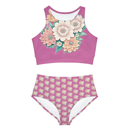 Flowers Sporty Bikini Set (AOP)