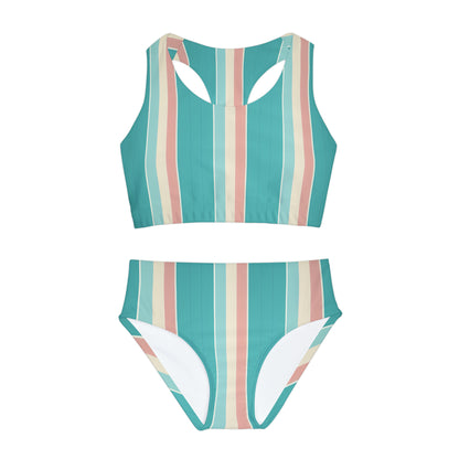 HLC Coastal Stripes Girls Two Piece Swimsuit (AOP)