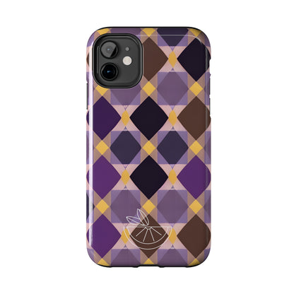 Purple Geo Plaid Tough Phone Cases