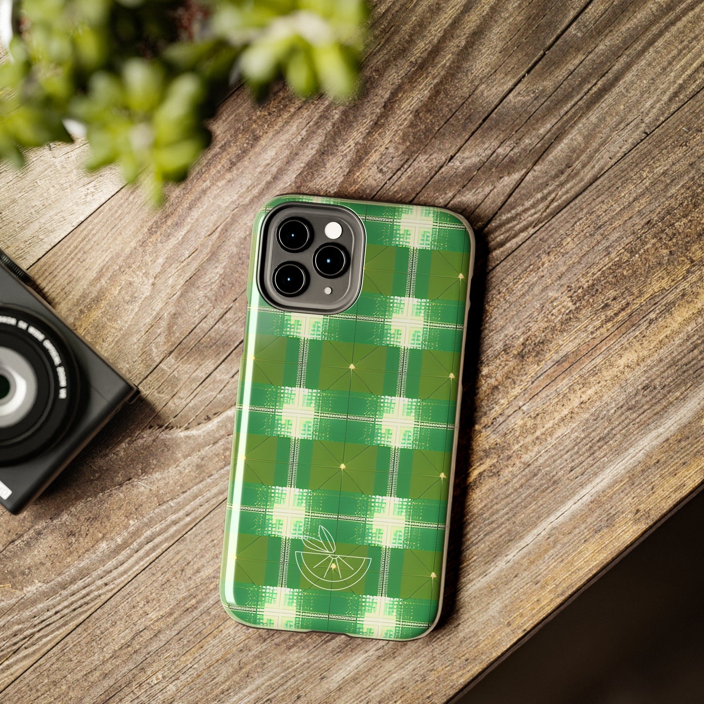 Green and White Print Tough Phone Cases