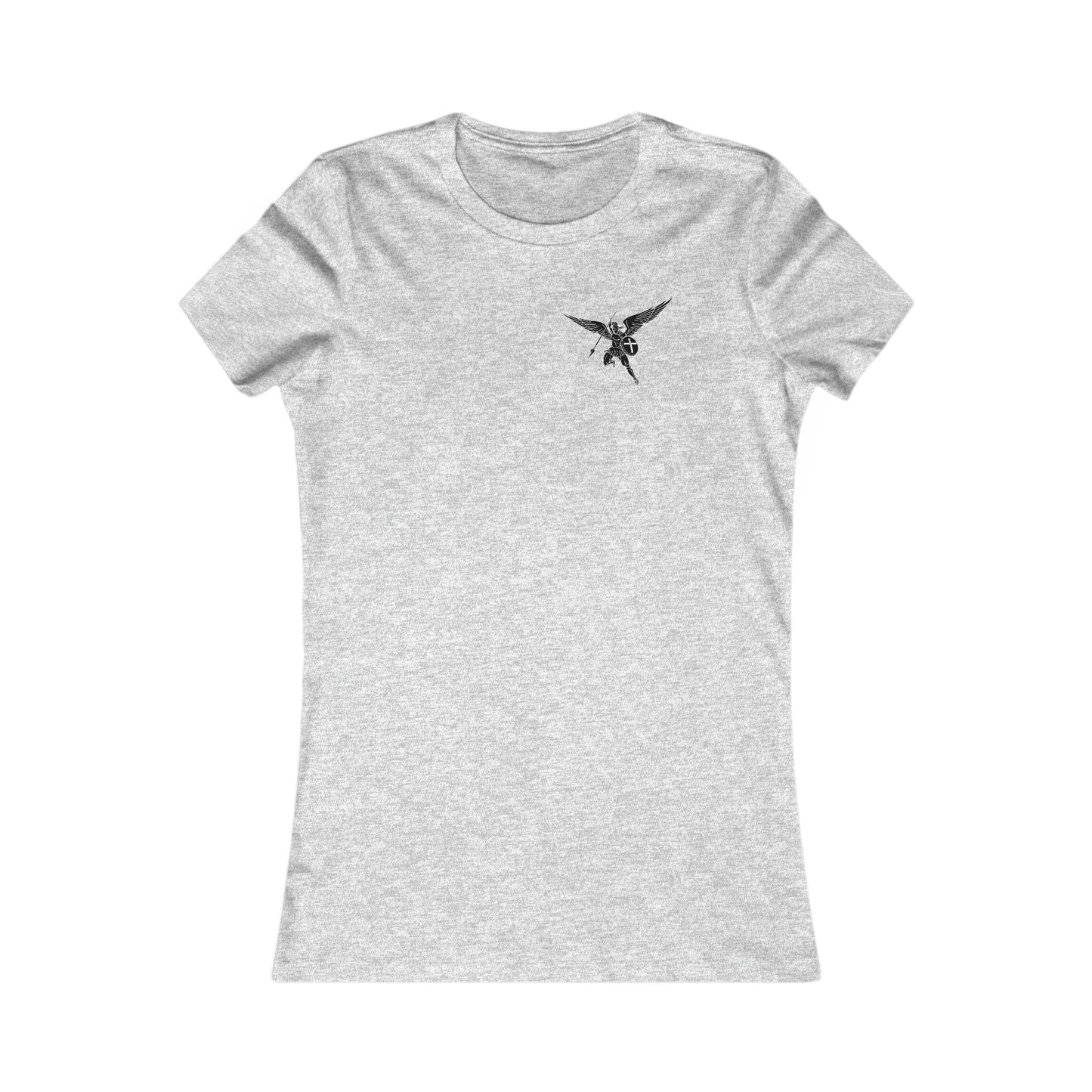 Archangels Saint Michael ANGEL ONLY ON Front w BACK prayer Women's Favorite Tee