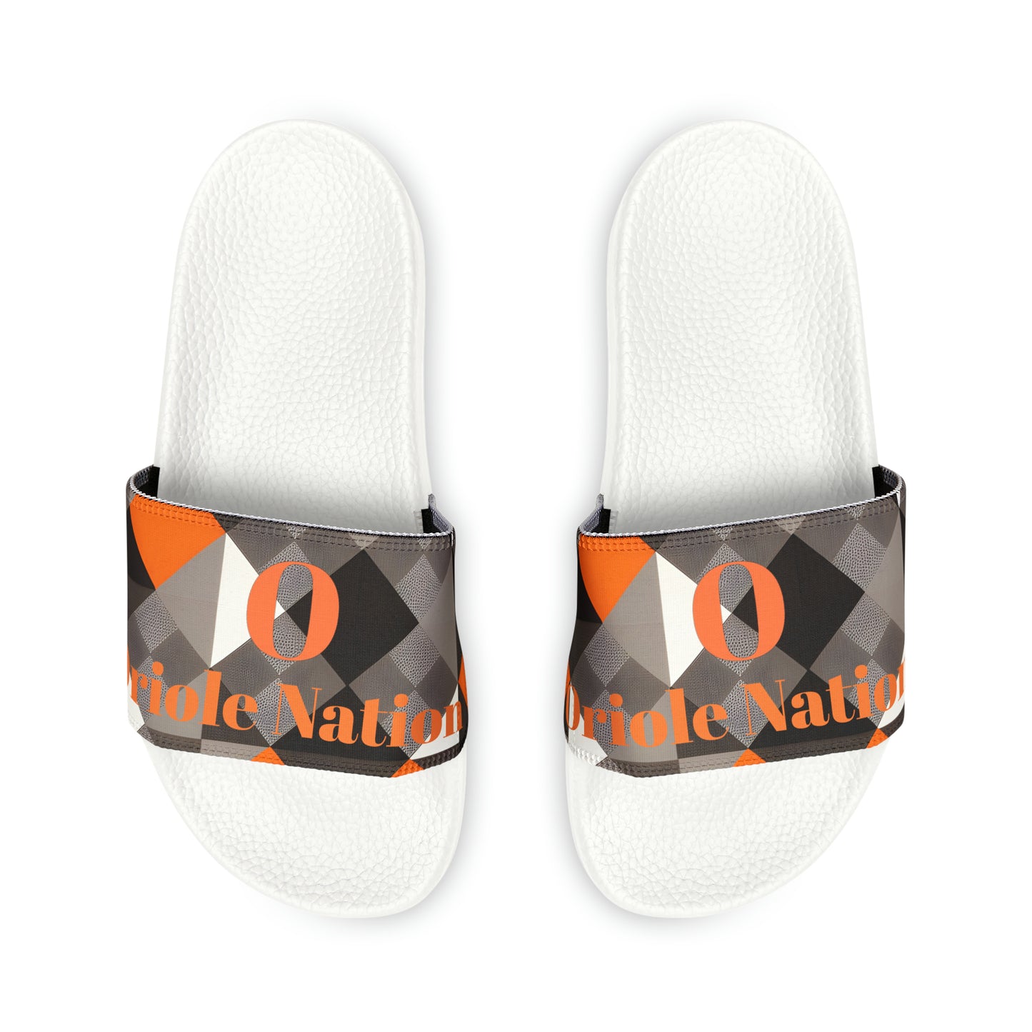 Orioles Fan Geo Print Youth PU Slide Sandals