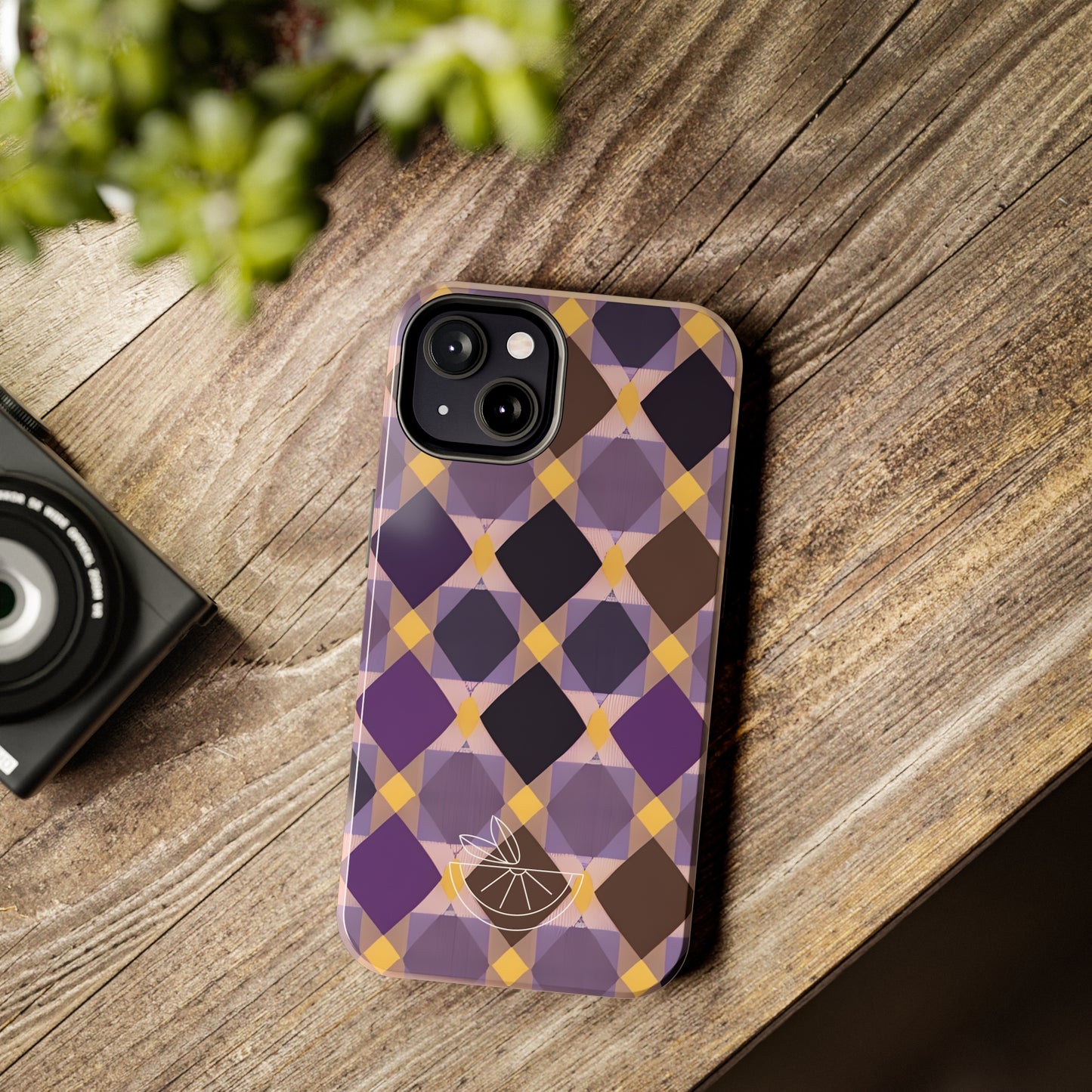 Purple Geo Plaid Tough Phone Cases