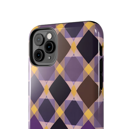 Purple Geo Plaid Tough Phone Cases