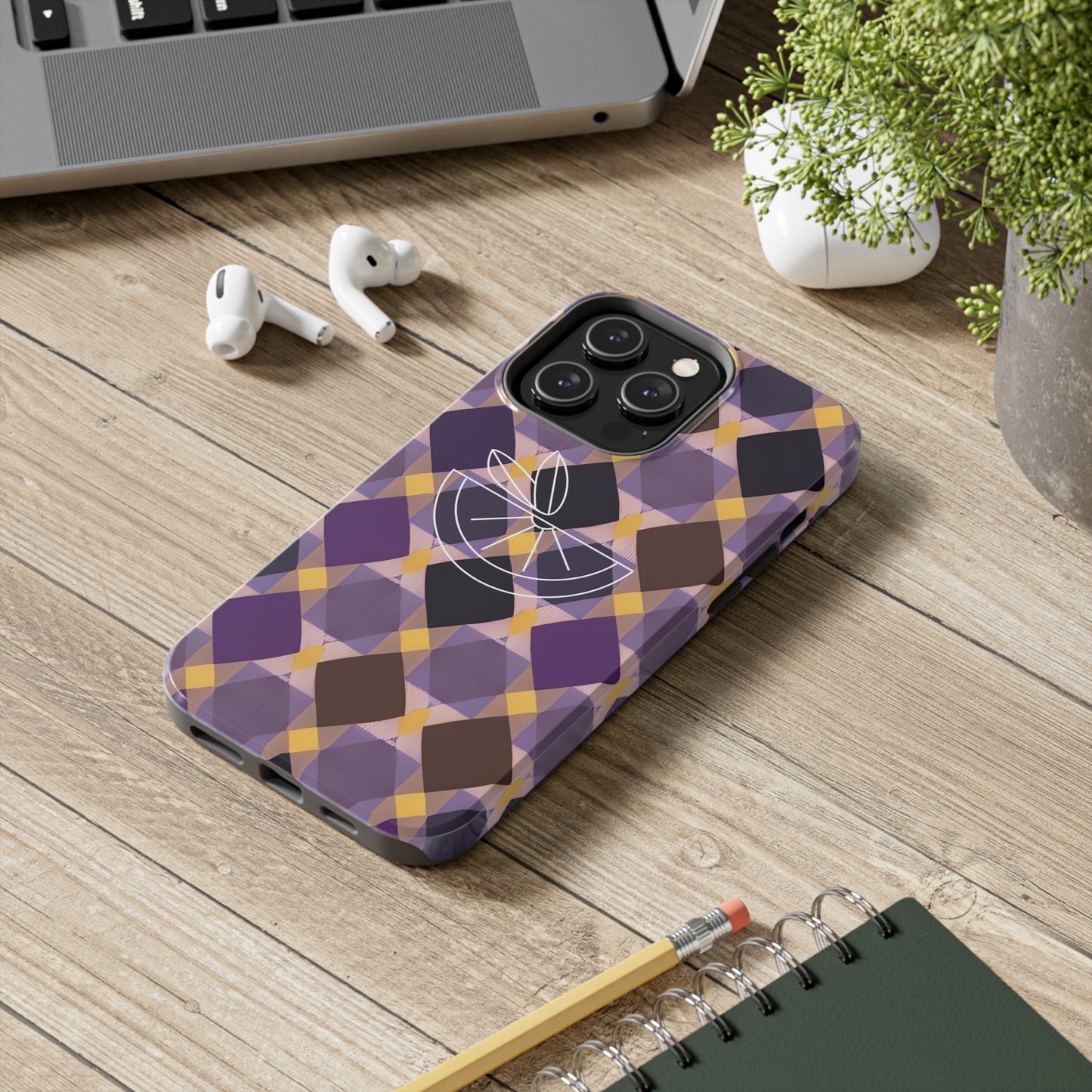 Purple Geo Plaid Tough Phone Cases