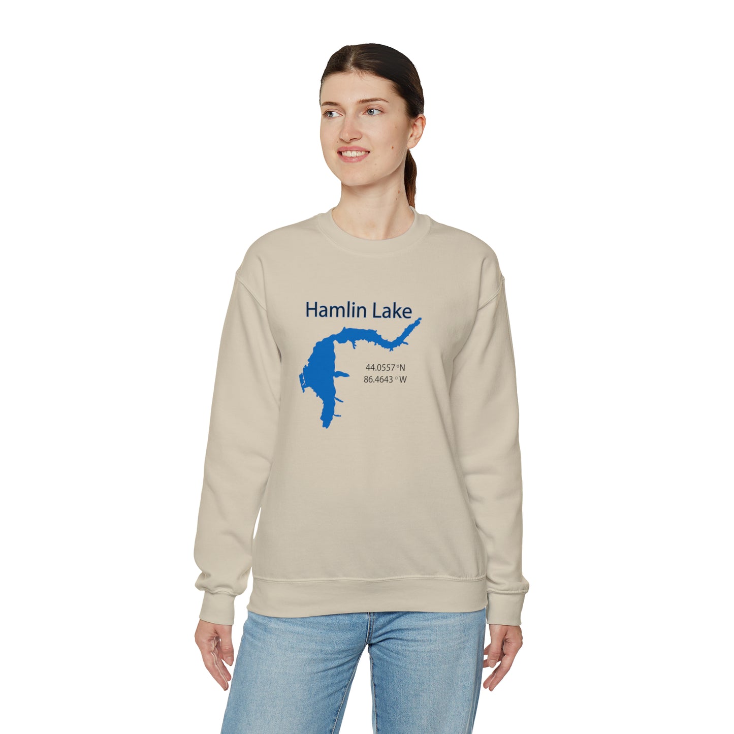 HLC Hamlin Lake Map Unisex Heavy Blend™ Crewneck Sweatshirt