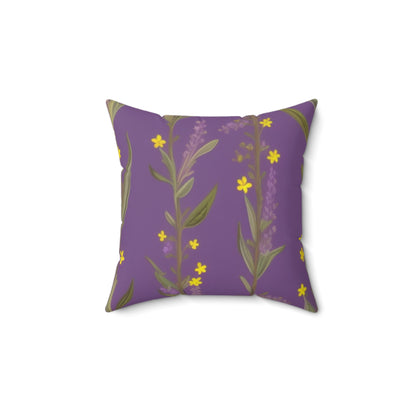 Peace Love PDUB Purple Flowers Spun Polyester Square Pillow