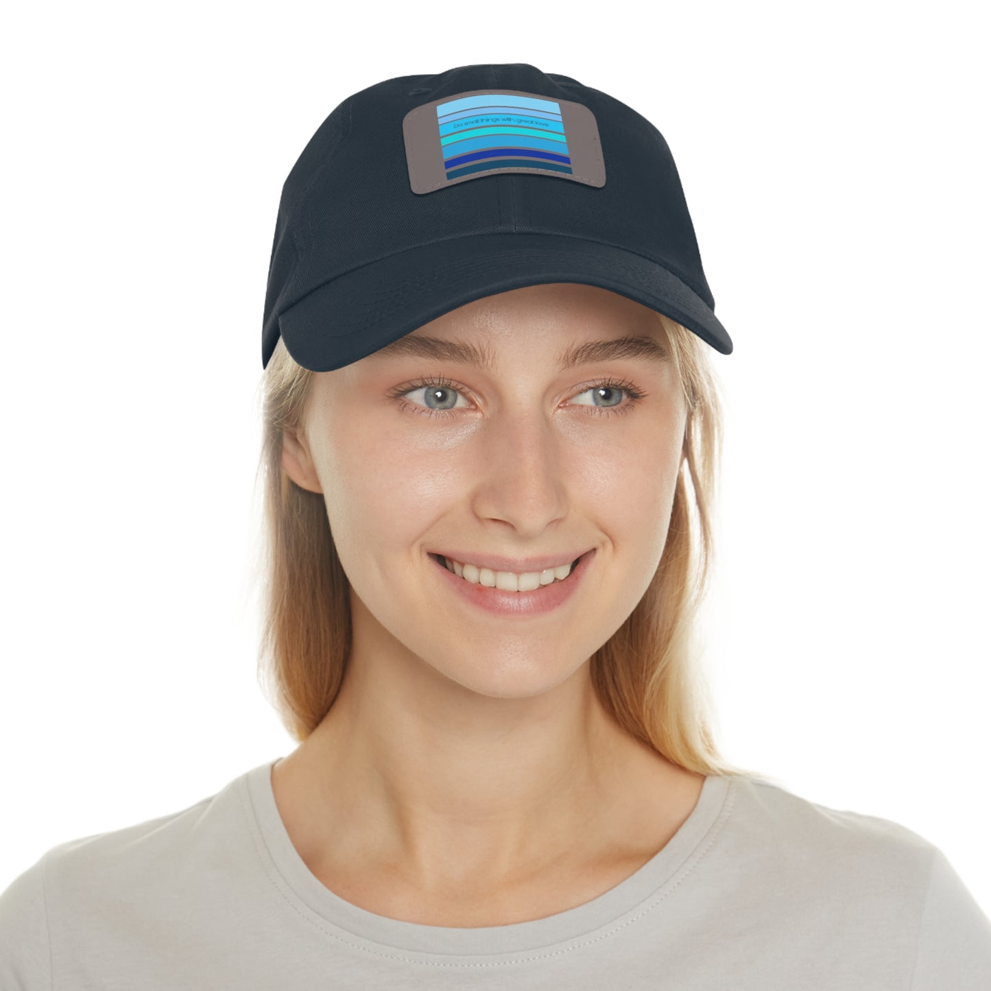 HLC Blue Stripes Dad Hat with Leather Patch (Rectangle)