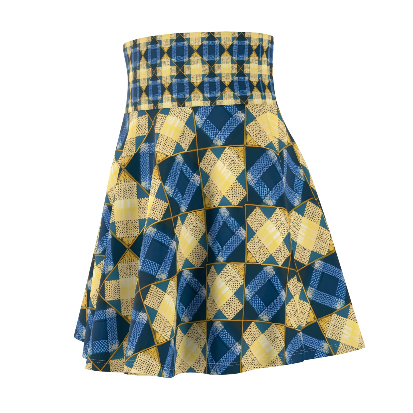 Blue and Gold Women's Skater Skirt (AOP)