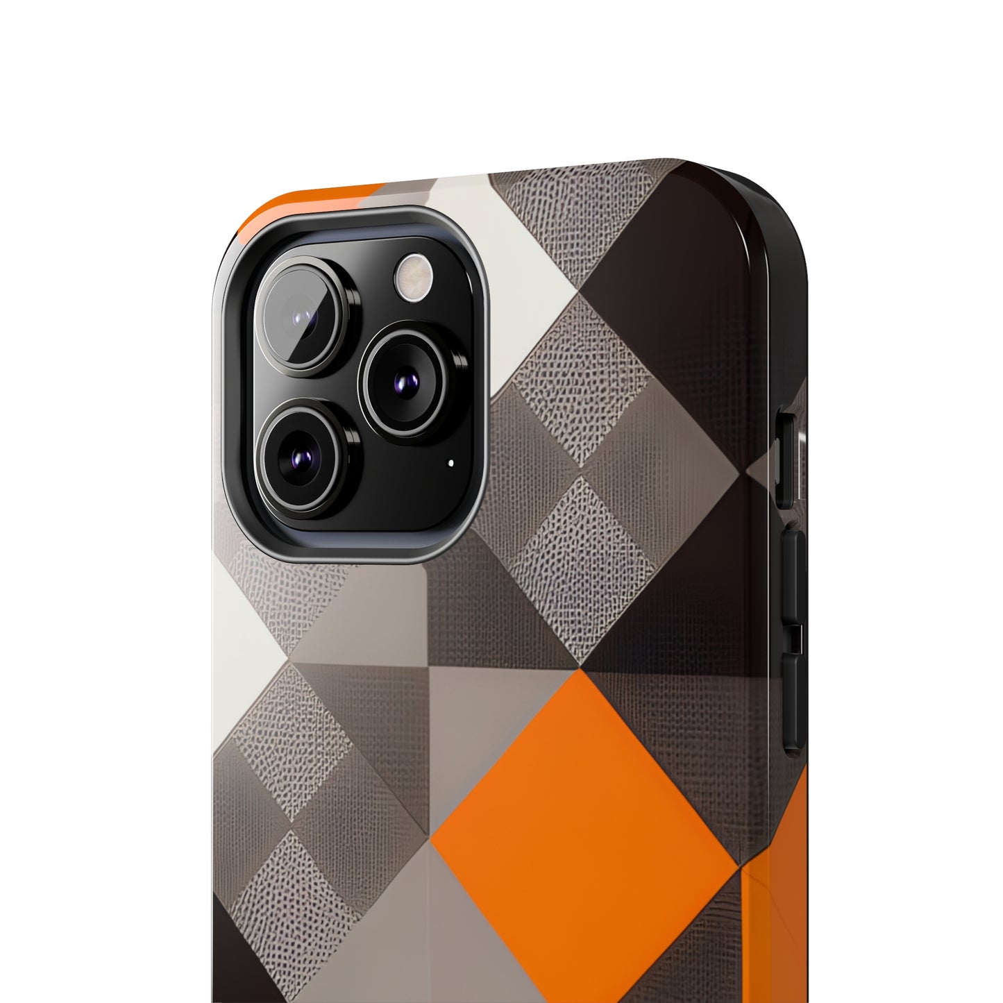 Orange and Black Geo Print Tough Phone Cases