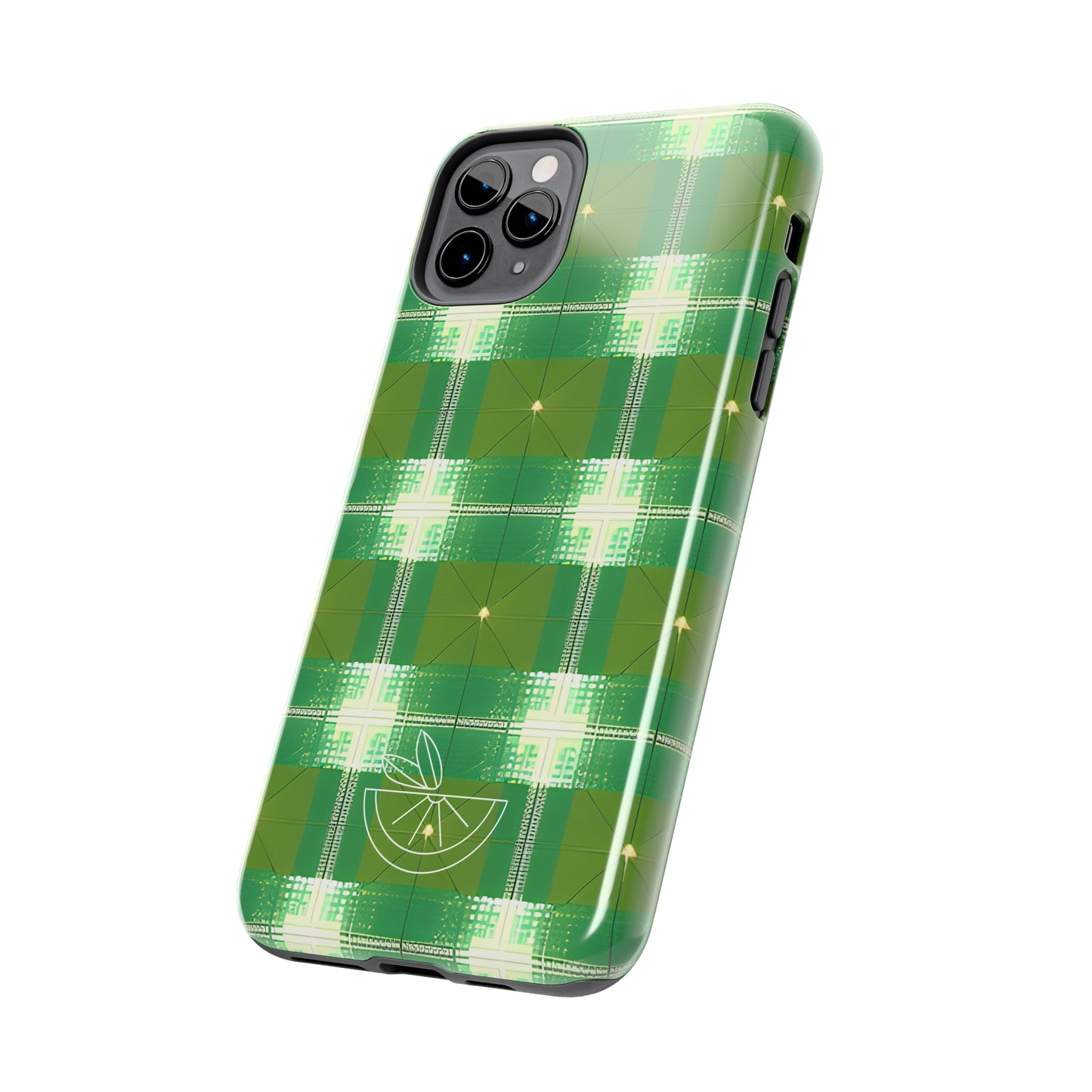 Green and White Print Tough Phone Cases