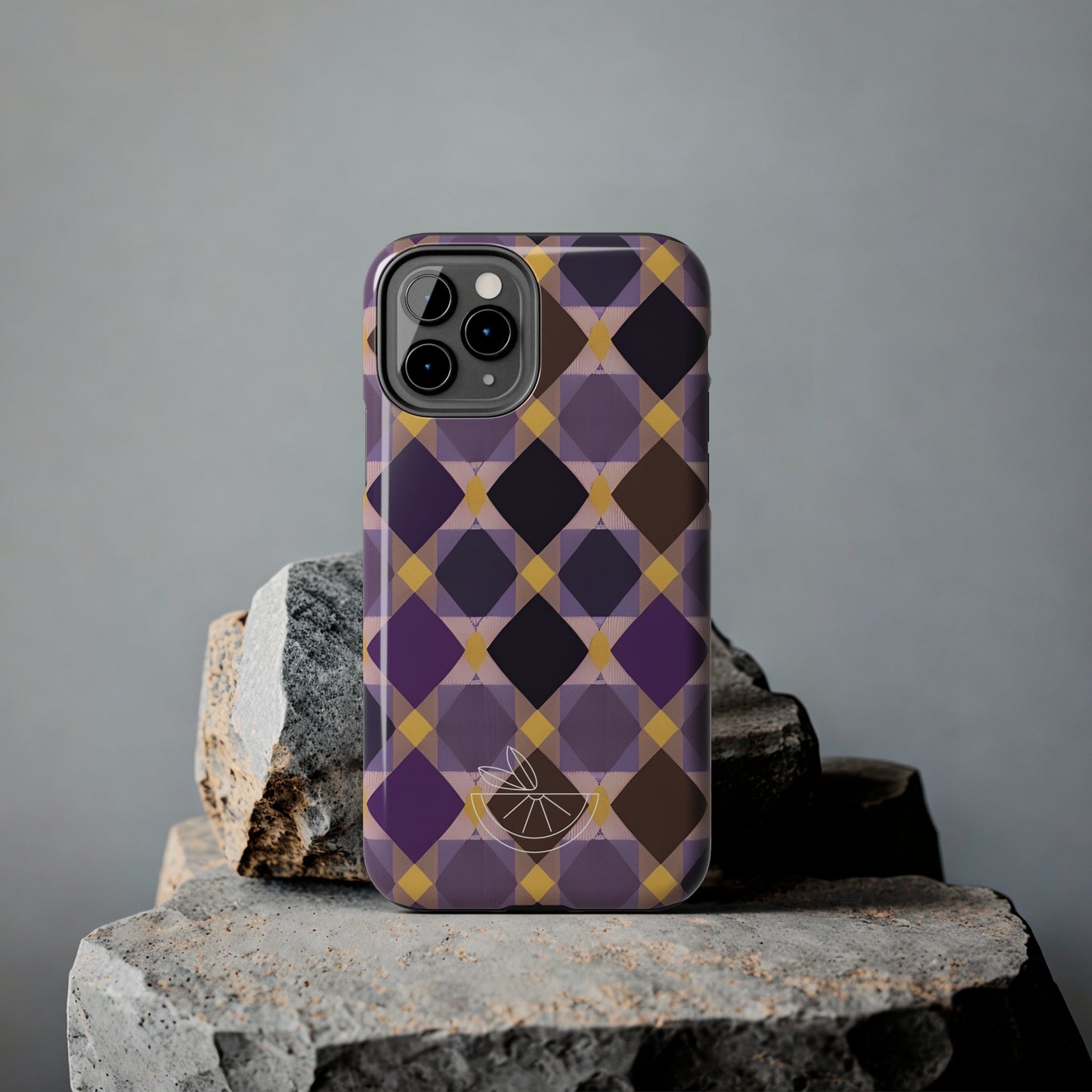 Purple Geo Plaid Tough Phone Cases