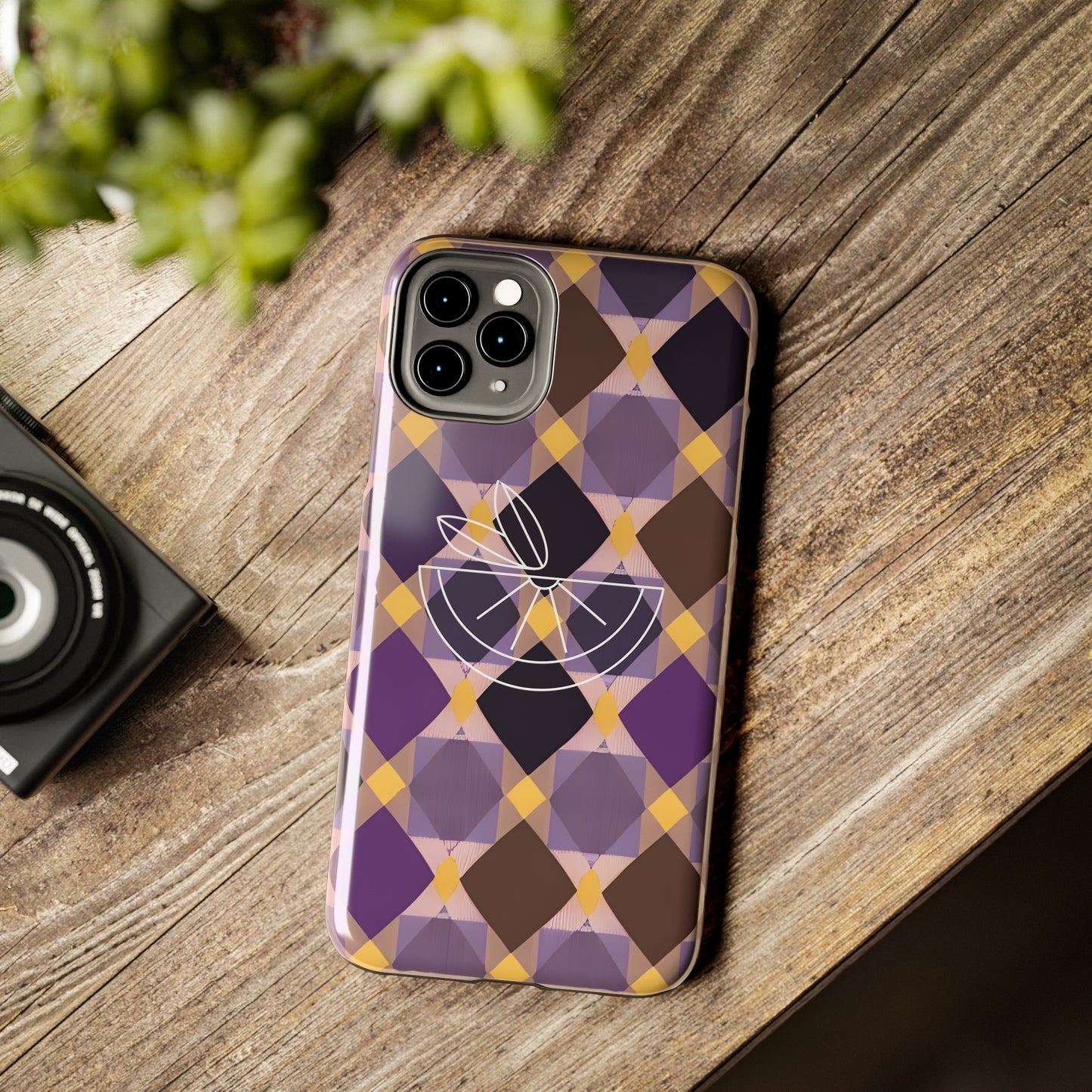 Purple Geo Plaid Tough Phone Cases