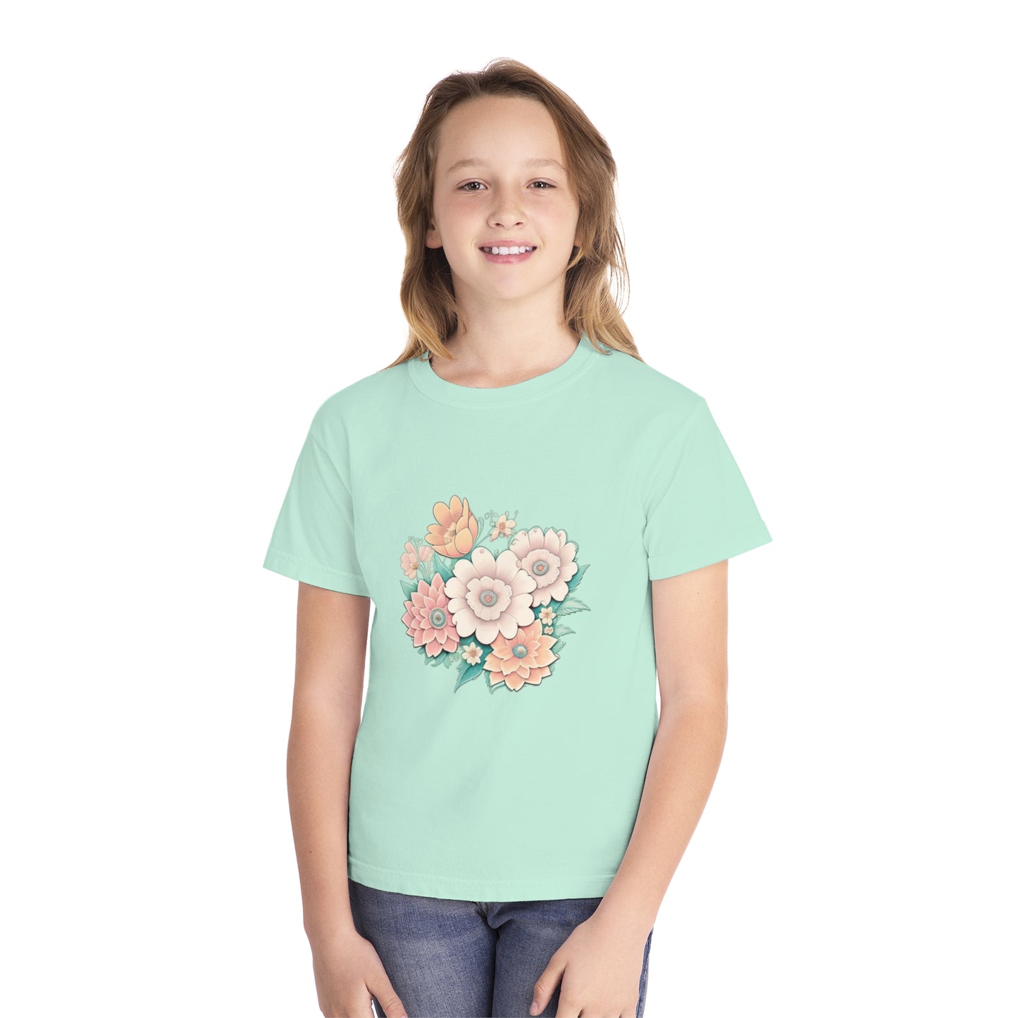 Mary Flowers Front Graphic Youth Midweight Tee