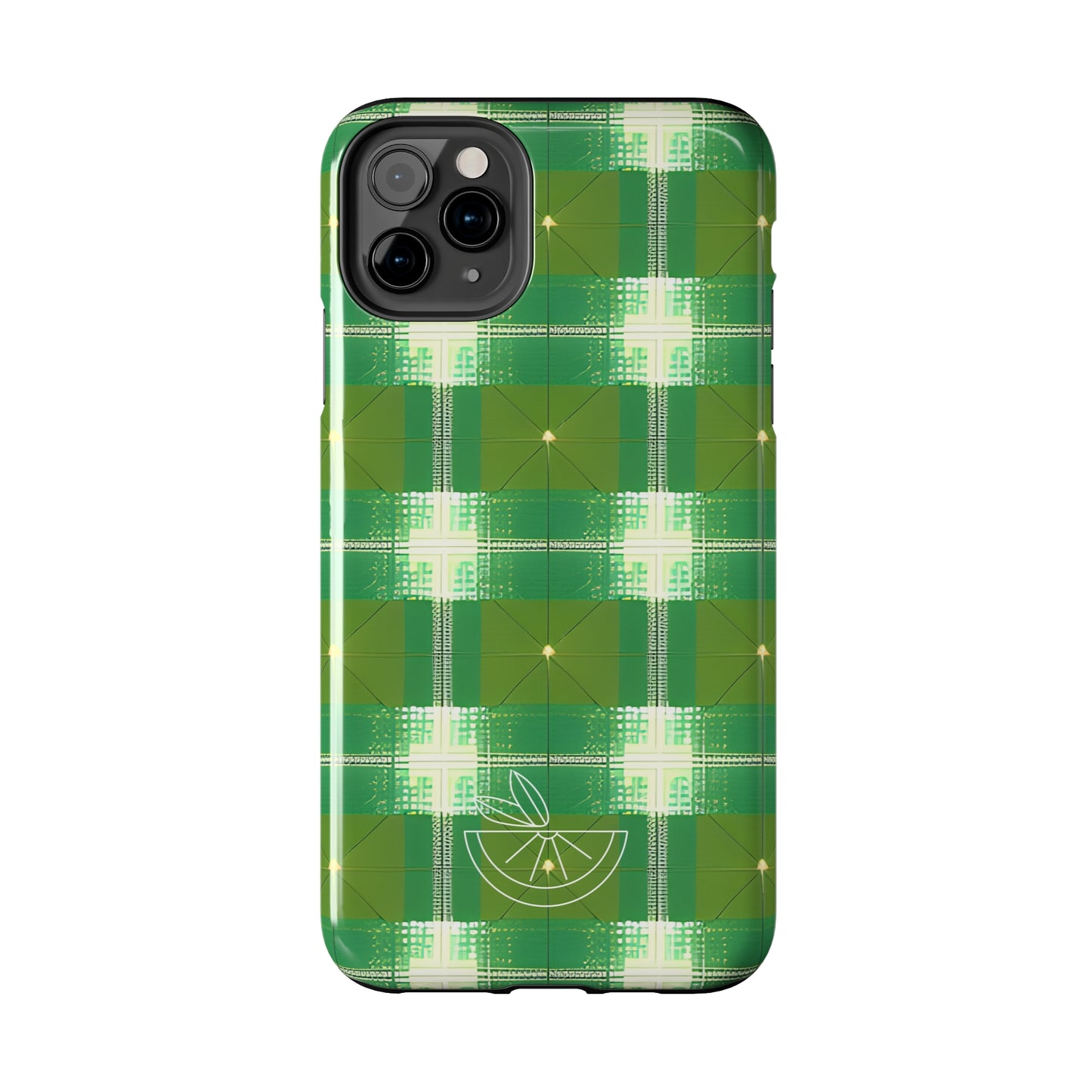 Green and White Print Tough Phone Cases