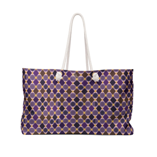 Purple Plaid Print Weekender Bag