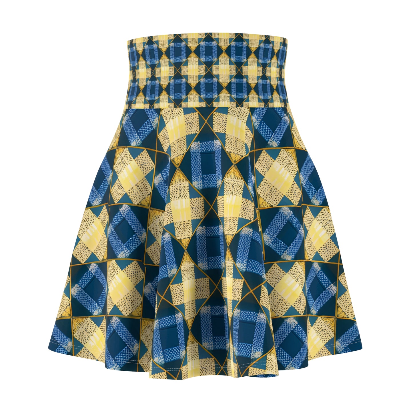 Blue and Gold Women's Skater Skirt (AOP)