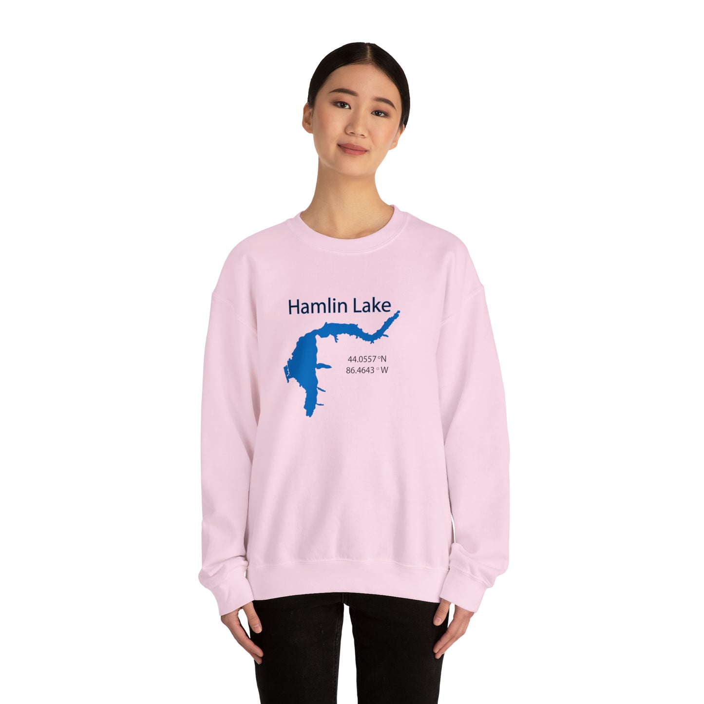 HLC Hamlin Lake Map Unisex Heavy Blend™ Crewneck Sweatshirt