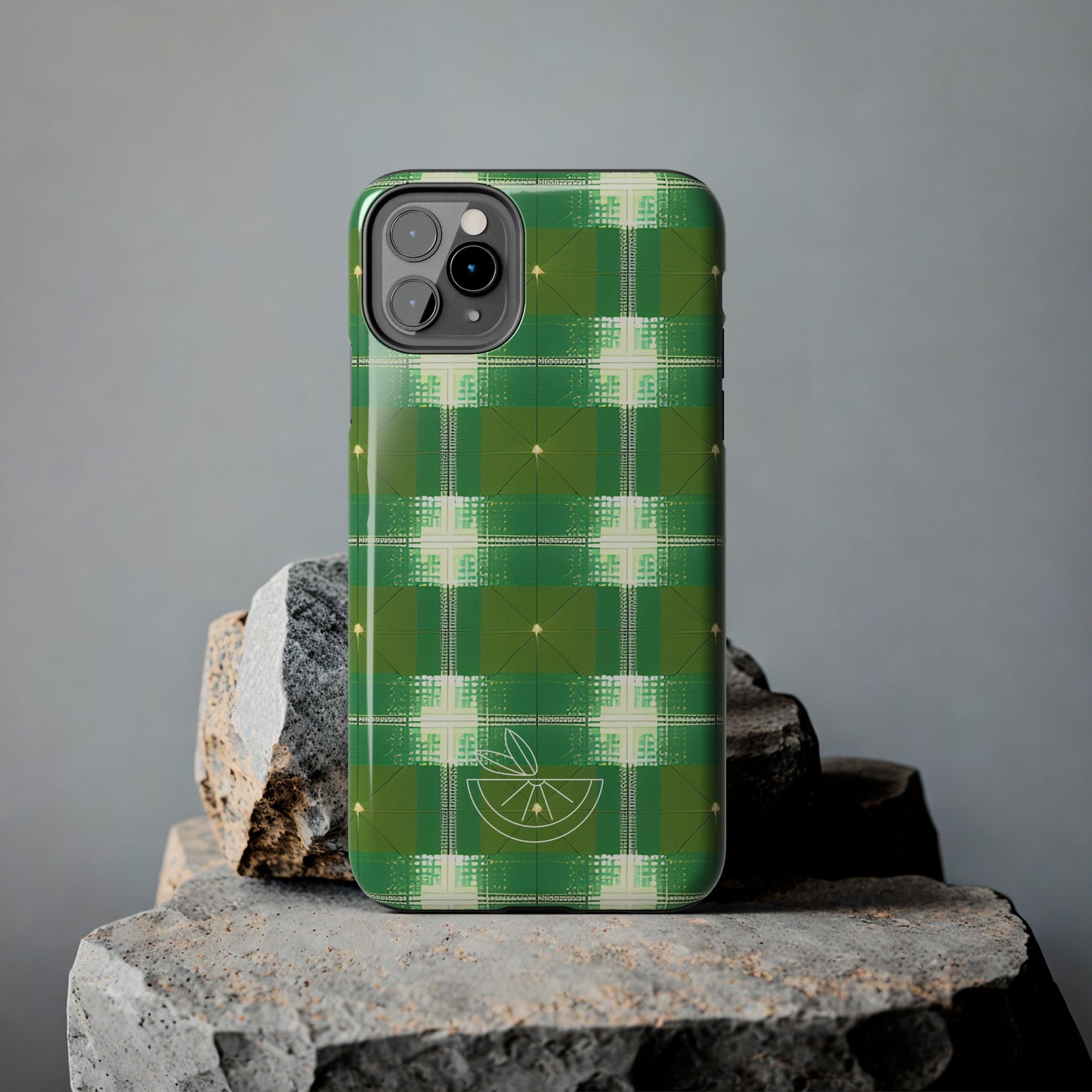 Green and White Print Tough Phone Cases